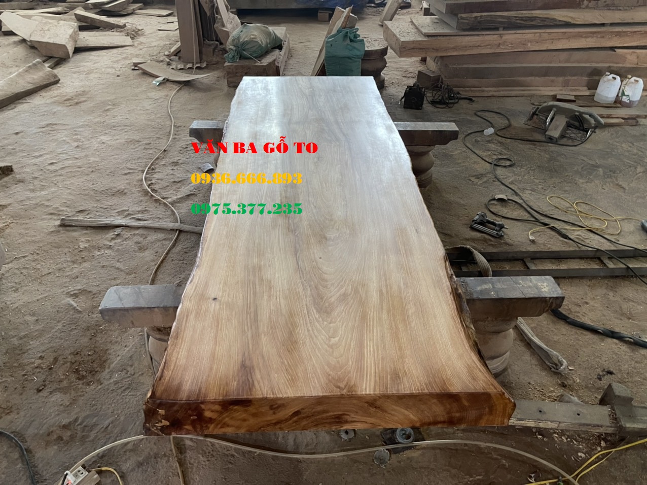 Mặt bàn trang trí gỗ nguyên khối