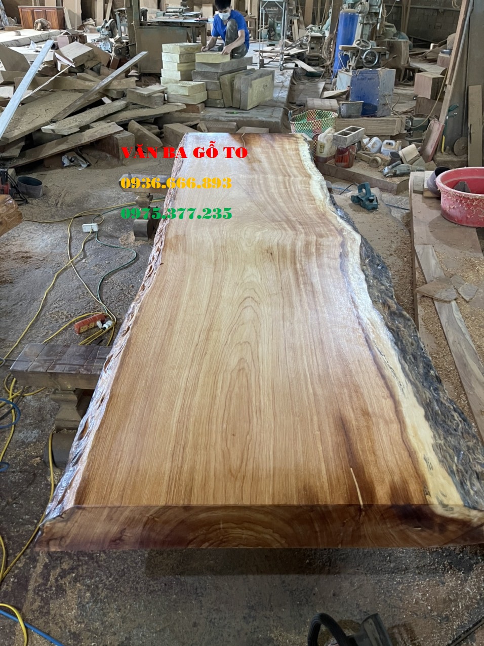 Mặt bàn trang trí gỗ nguyên khối